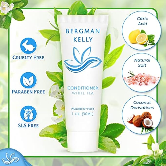 BERGMAN KELLY HOTEL CONDITIONER (1 FL OZ, 100 PK, WHITE TEA), DELIGHT YOUR GUESTS WITH REVITALIZING AND REFRESHING TRAVEL SIZE CONDITIONER, QUALITY SMALL SIZE TRAVEL AMENITIES HOTEL TOILETRIES IN BULK - Image 3